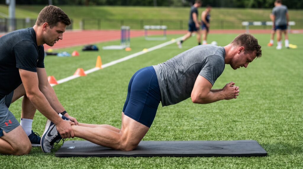 nordic hamstring curl exercise for footballers to strengthen hamstrings and prevent injuries