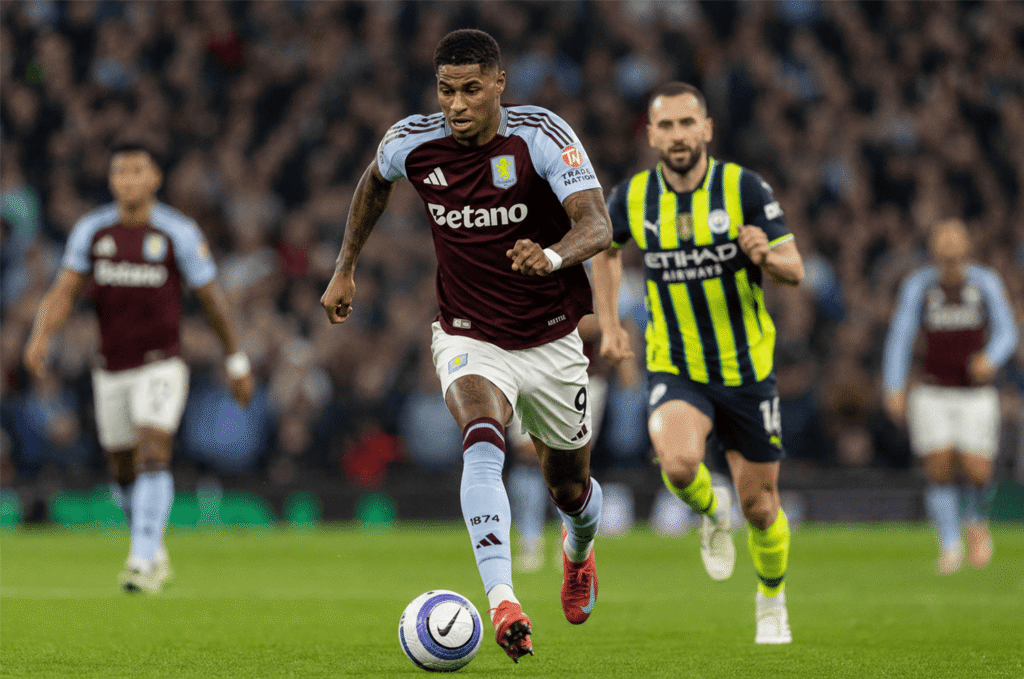 Marcus Rashford playing for Aston Villa during his 2025 loan spell