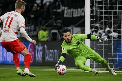 Diant Ramaj, Borussia Dortmund goalkeeper, making a save during a football match