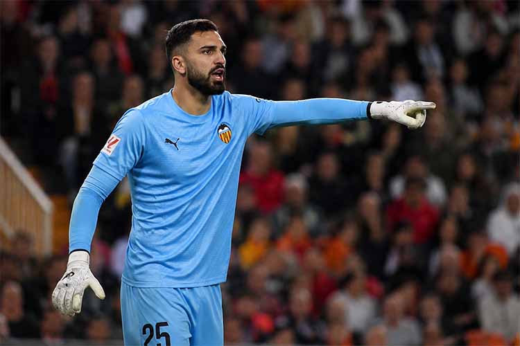 Giorgi Mamardashvili of Liverpool making a save, one of the top young goalkeepers in football