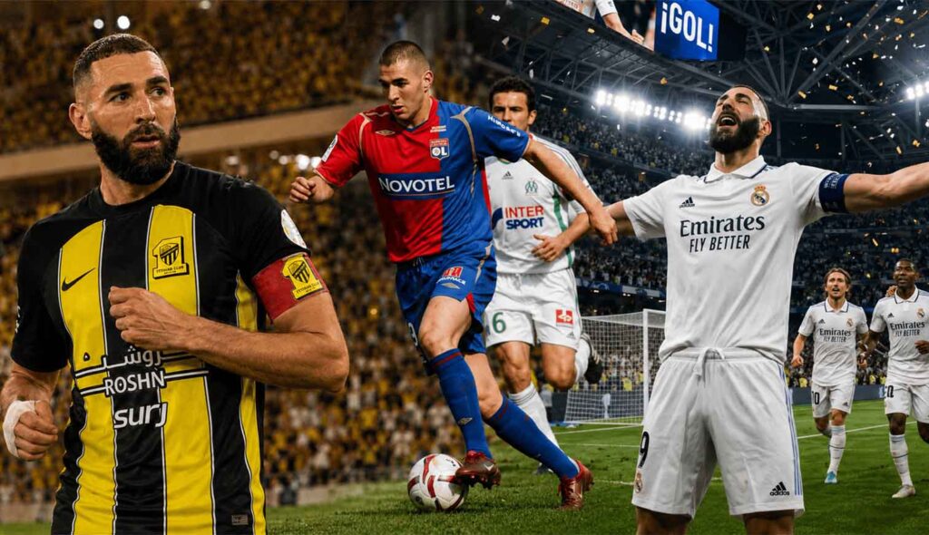Karim Benzema club career from Lyon to Real Madrid and Al Ittihad
